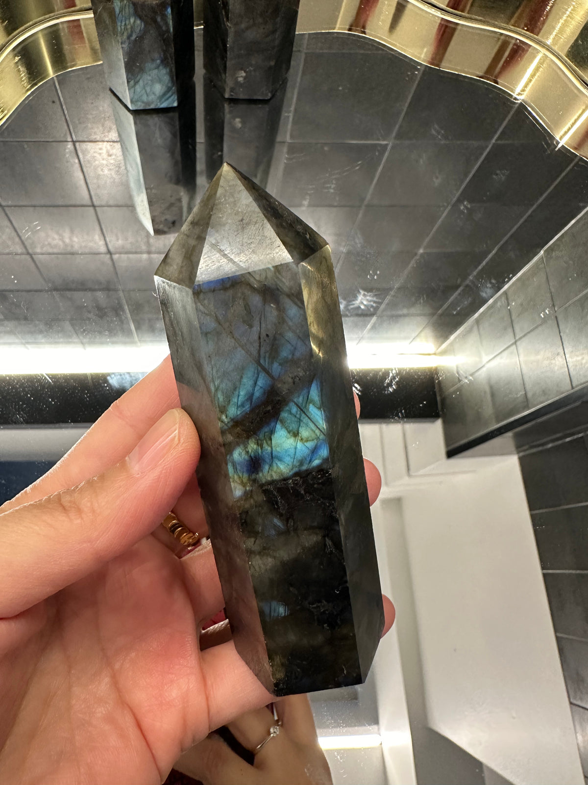 Labradorite Tower | Natural Flash Crystal Point 10cm