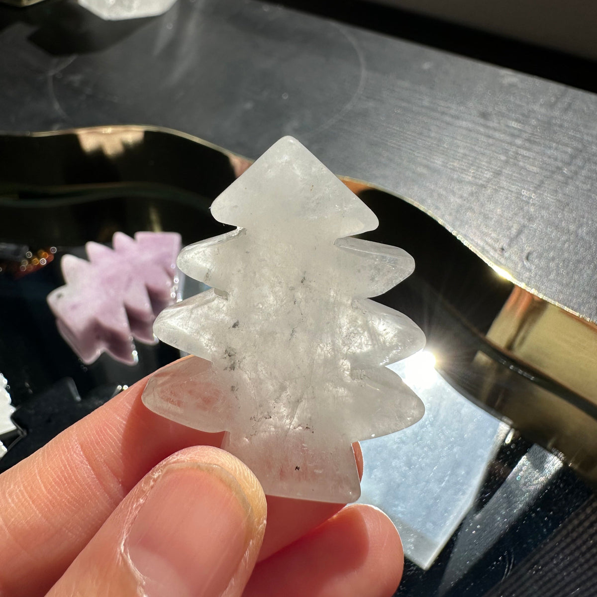 Crystal Christmas Tree | Clear Quartz, Obsidian or Lepidolite 4cm