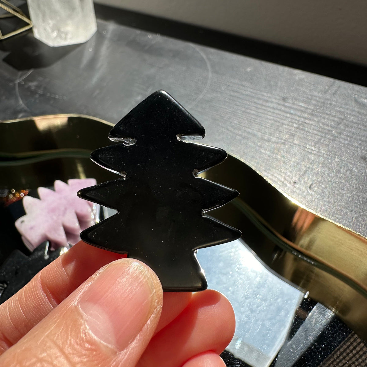 Crystal Christmas Tree | Clear Quartz, Obsidian or Lepidolite 4cm