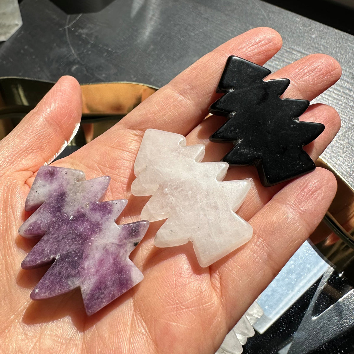 Crystal Christmas Tree | Clear Quartz, Obsidian or Lepidolite 4cm