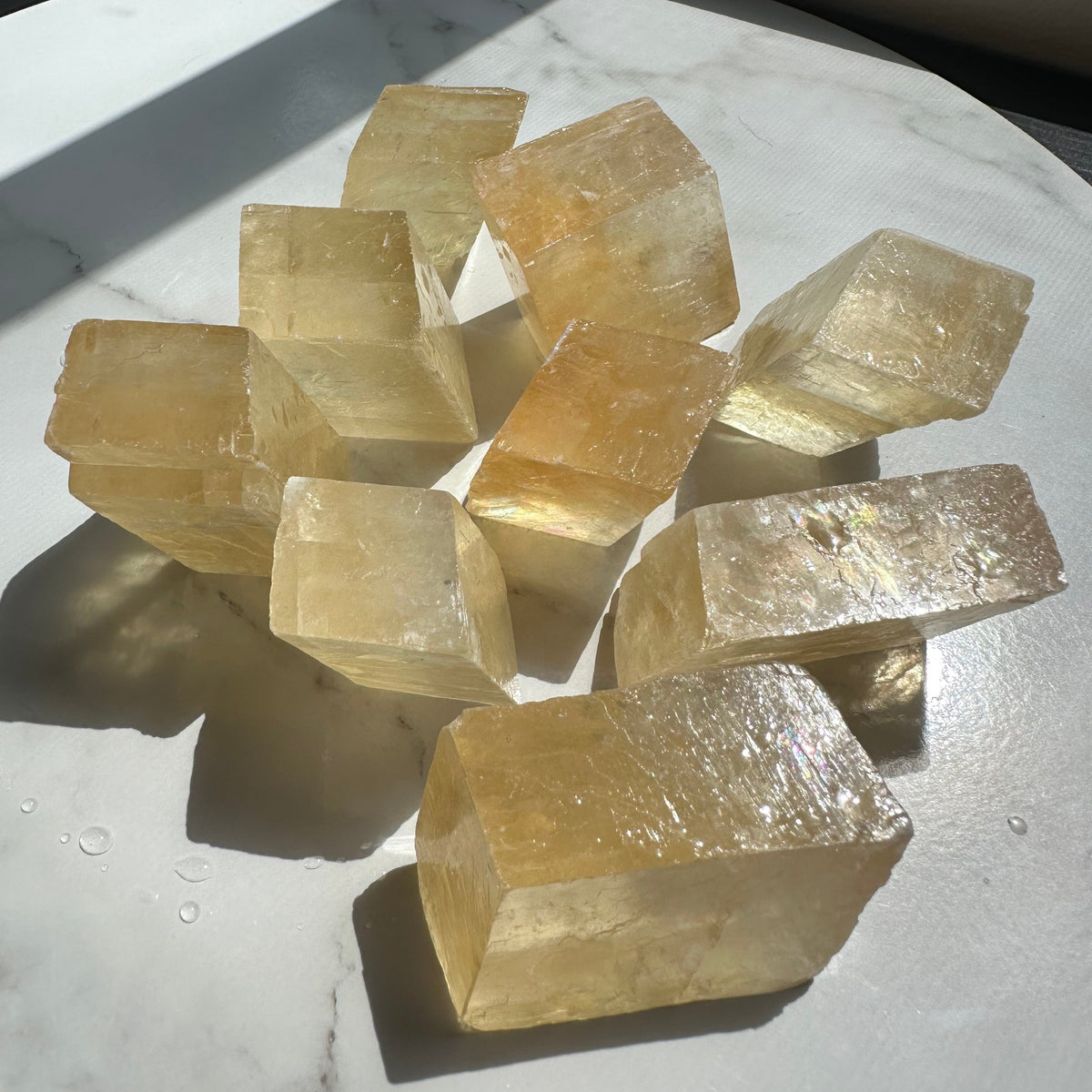 Yellow Calcite Cube | Natural Polished Stone