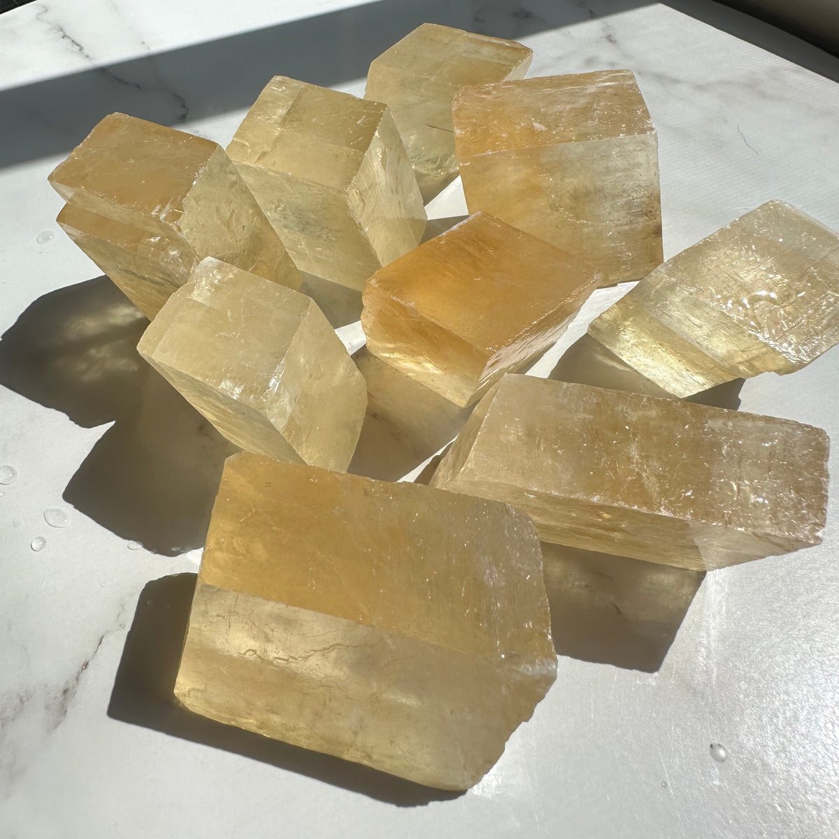 Yellow Calcite Cube | Natural Polished Stone