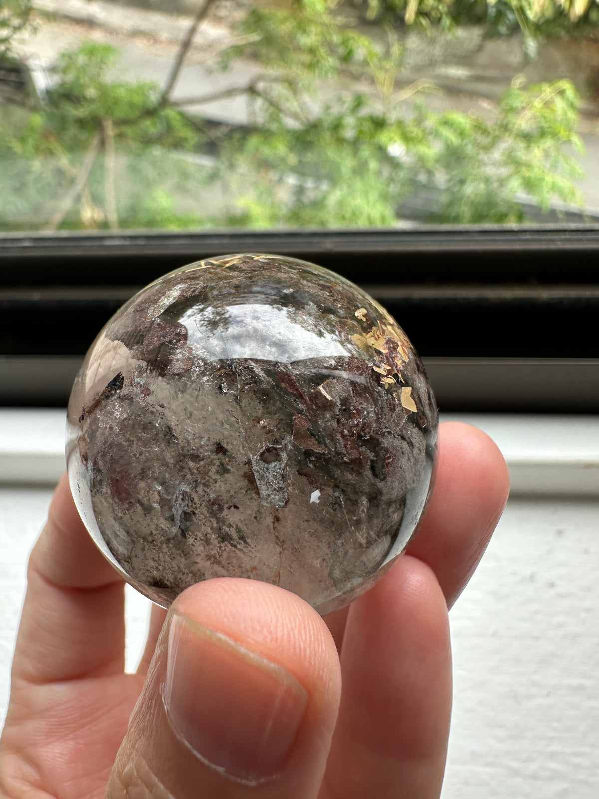 Garden Quartz Sphere | Lodolite Scenic Quartz Crystal Ball