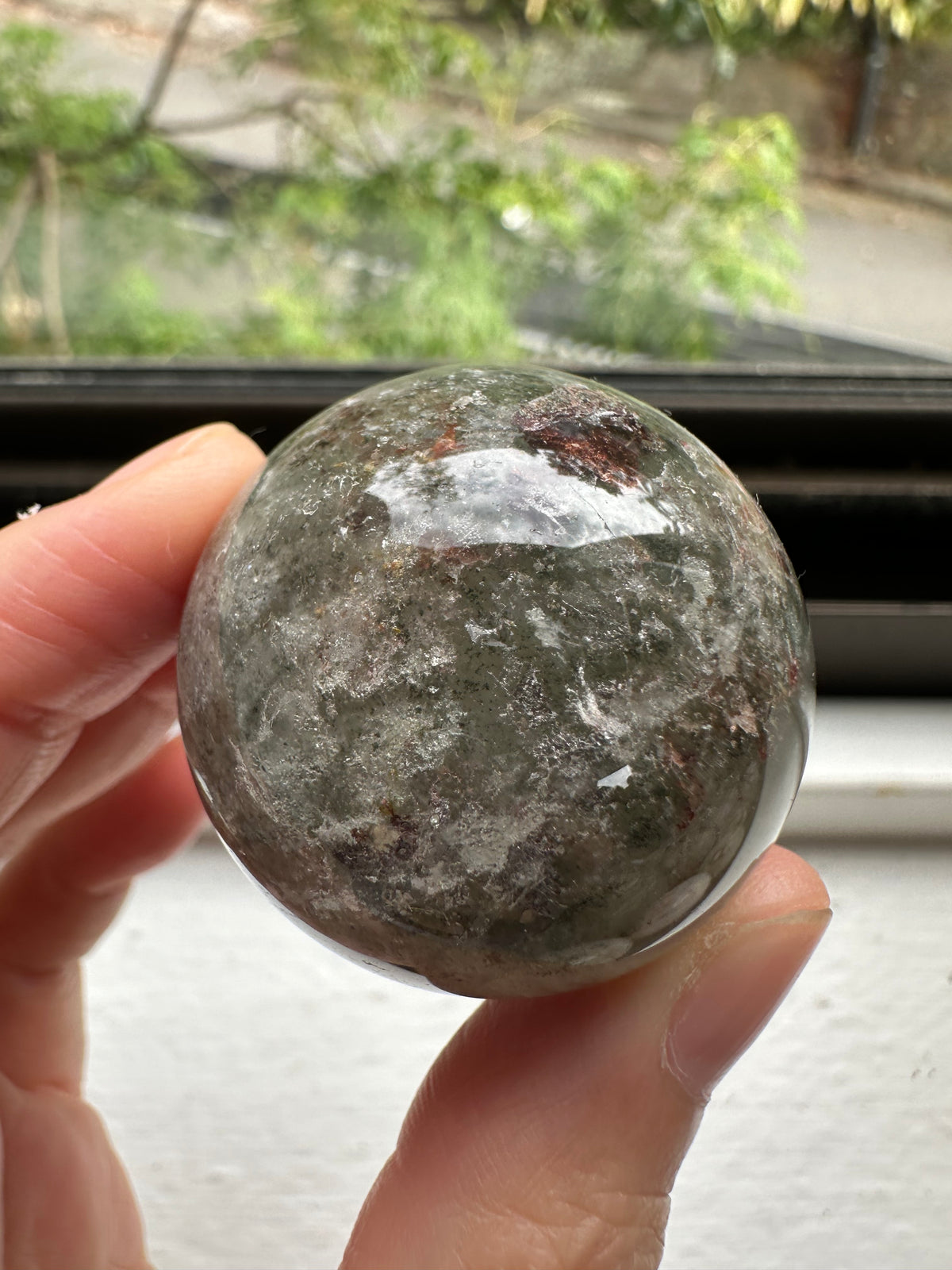 Garden Quartz Sphere | Lodolite Scenic Quartz Crystal Ball