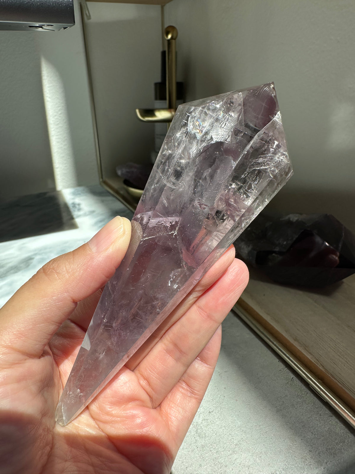 Light Purple Brazilian Amethyst Wand, Natural Crystal – alternate view 4