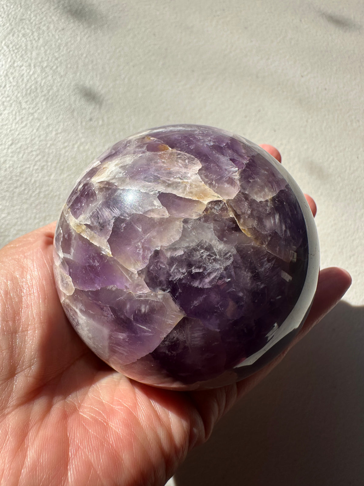 Dream Amethyst Sphere, Chevron Crystal Ball 5–7cm – alternate view 2
