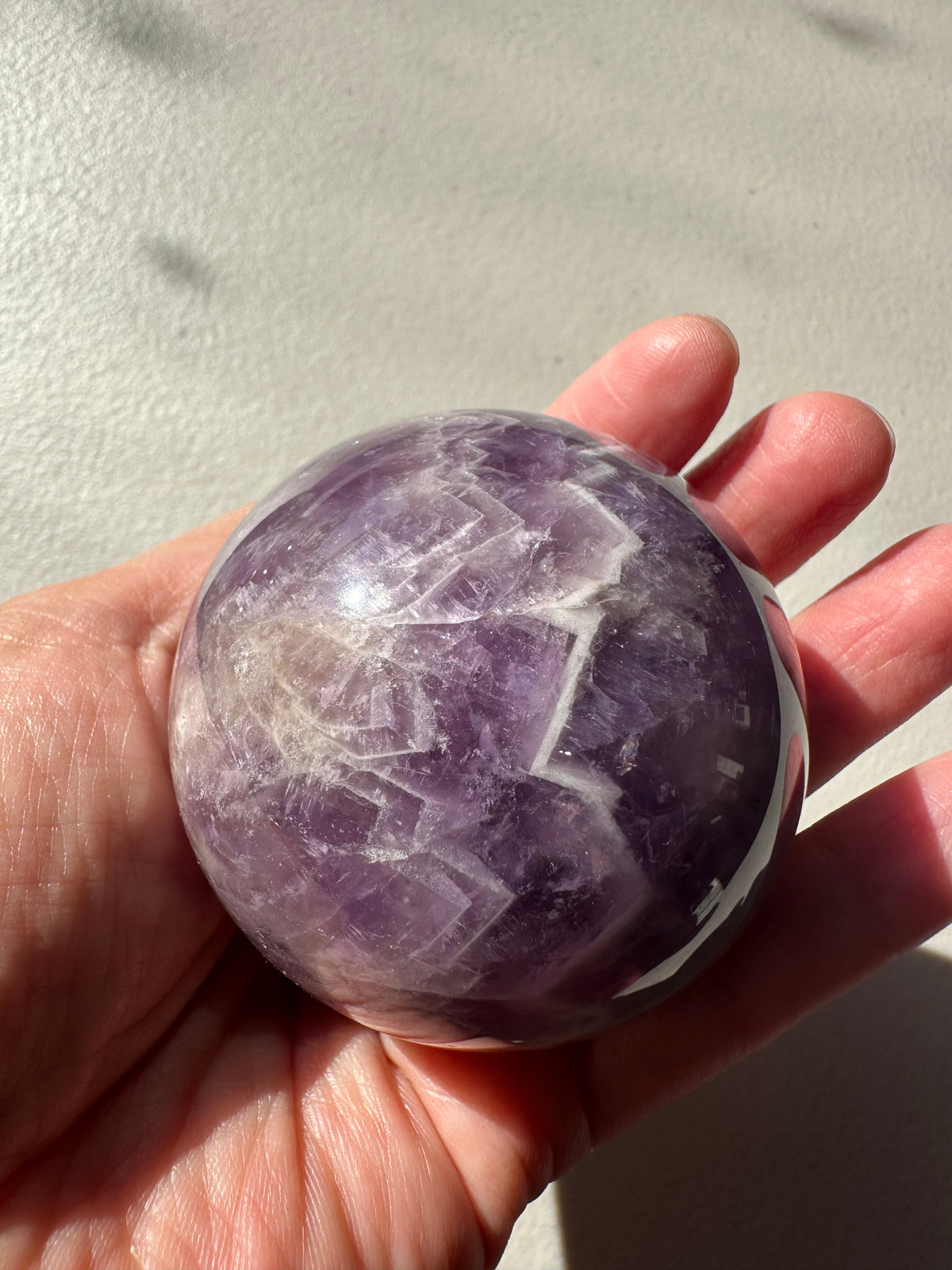 Dream Amethyst Sphere, Chevron Crystal Ball 5–7cm – alternate view 3