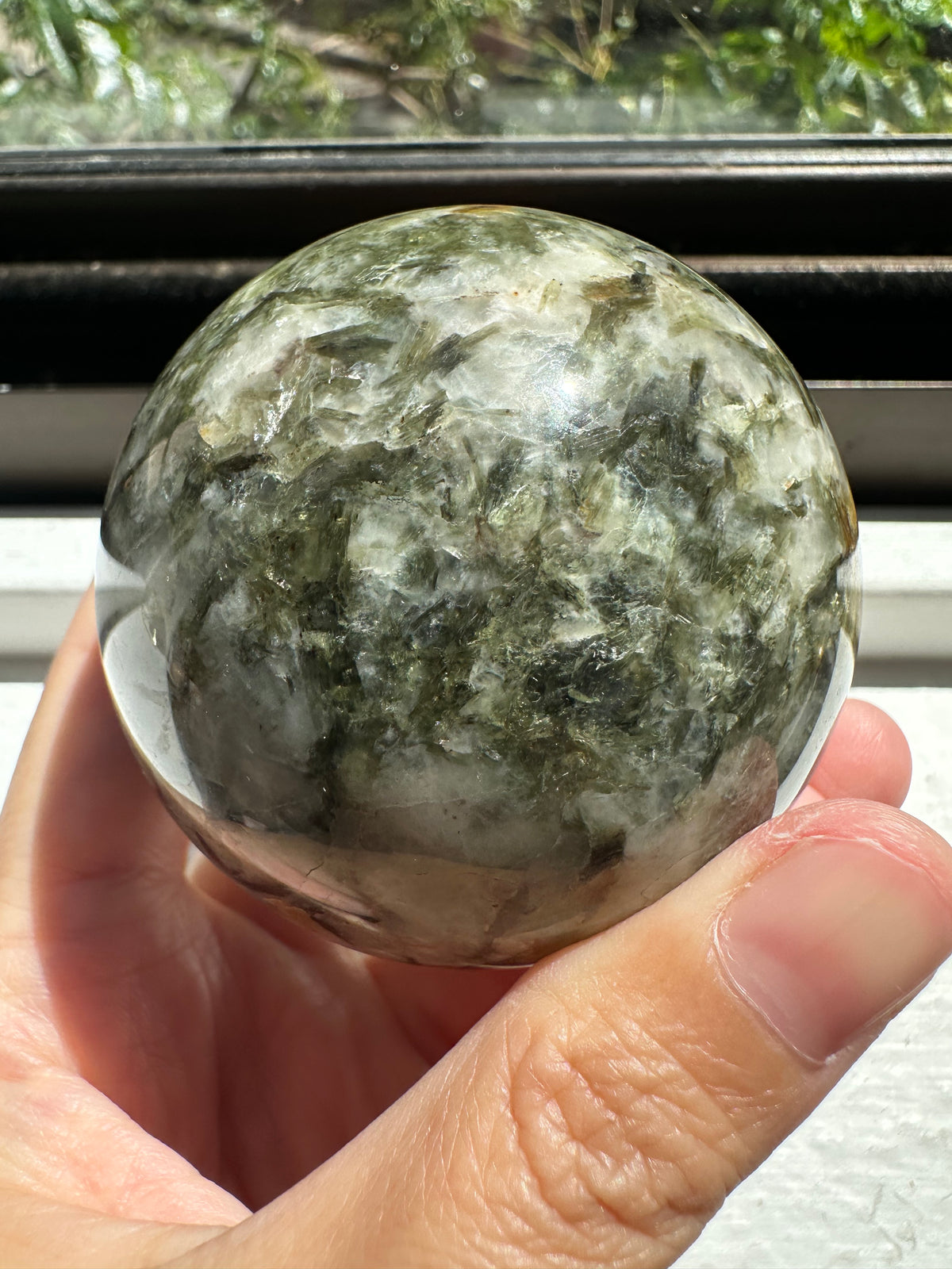 Green Verdelite Tourmaline with Mica Sphere | 5cm