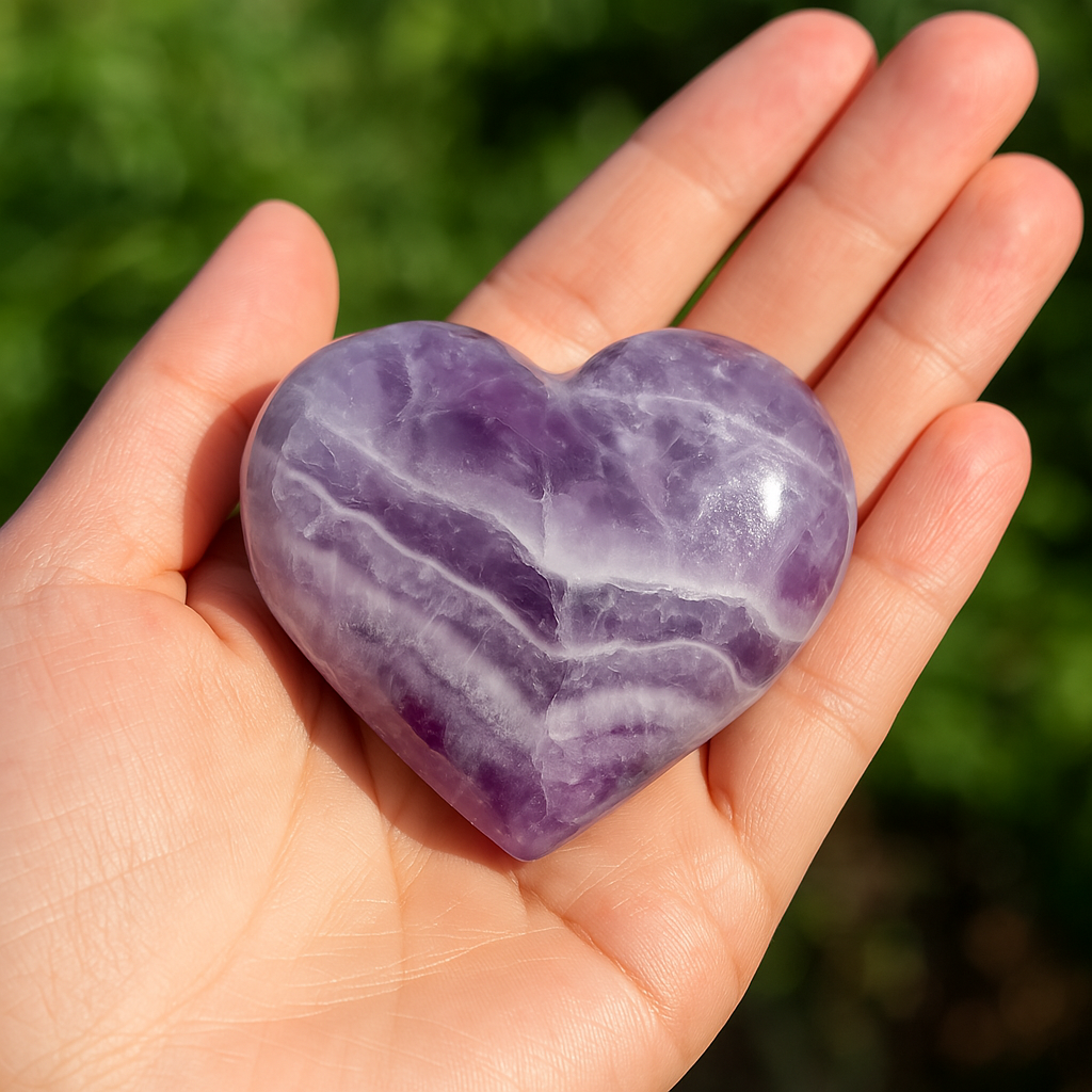 Dream Amethyst Heart, Chevron Crystal Carving 3cm – alternate view 5