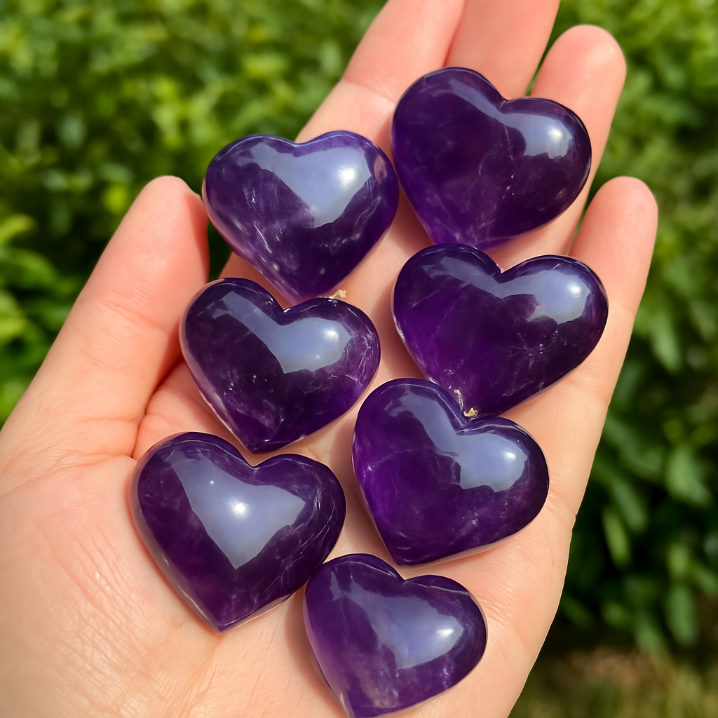 Uruguay Amethyst Heart, Natural Deep Purple Crystal 2–5cm – alternate view 3