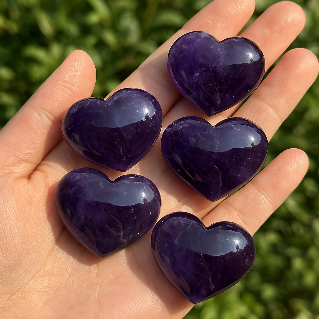 Uruguay Amethyst Heart, Natural Deep Purple Crystal 2–5cm – alternate view 4