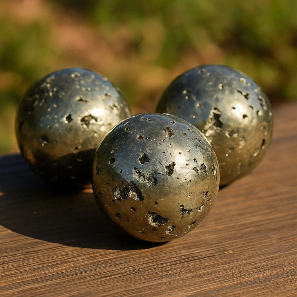 Peruvian Pyrite Sphere | Natural Metallic Mineral Ball 3–3.5cm