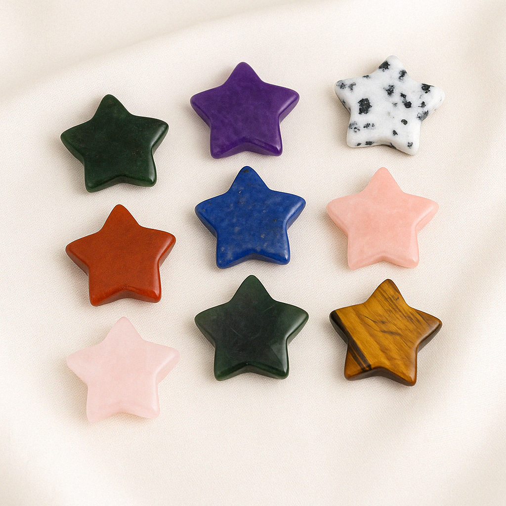 Mini Crystal Star Set | 5 Mixed Natural Stone Carvings 3cm