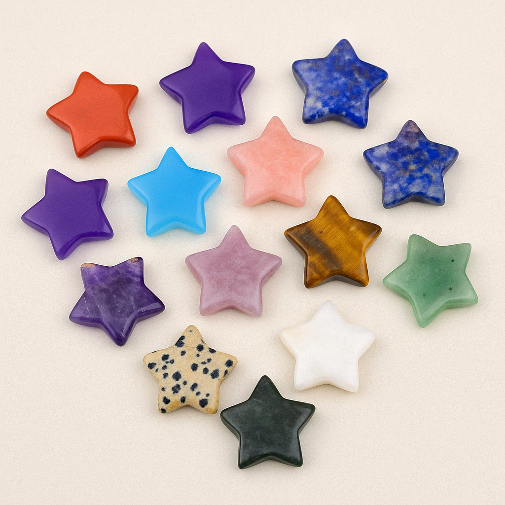 Mini Crystal Star Set | 5 Mixed Natural Stone Carvings 3cm