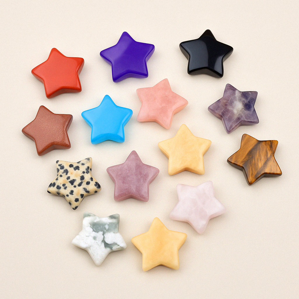 Mini Crystal Star Set | 5 Mixed Natural Stone Carvings 3cm