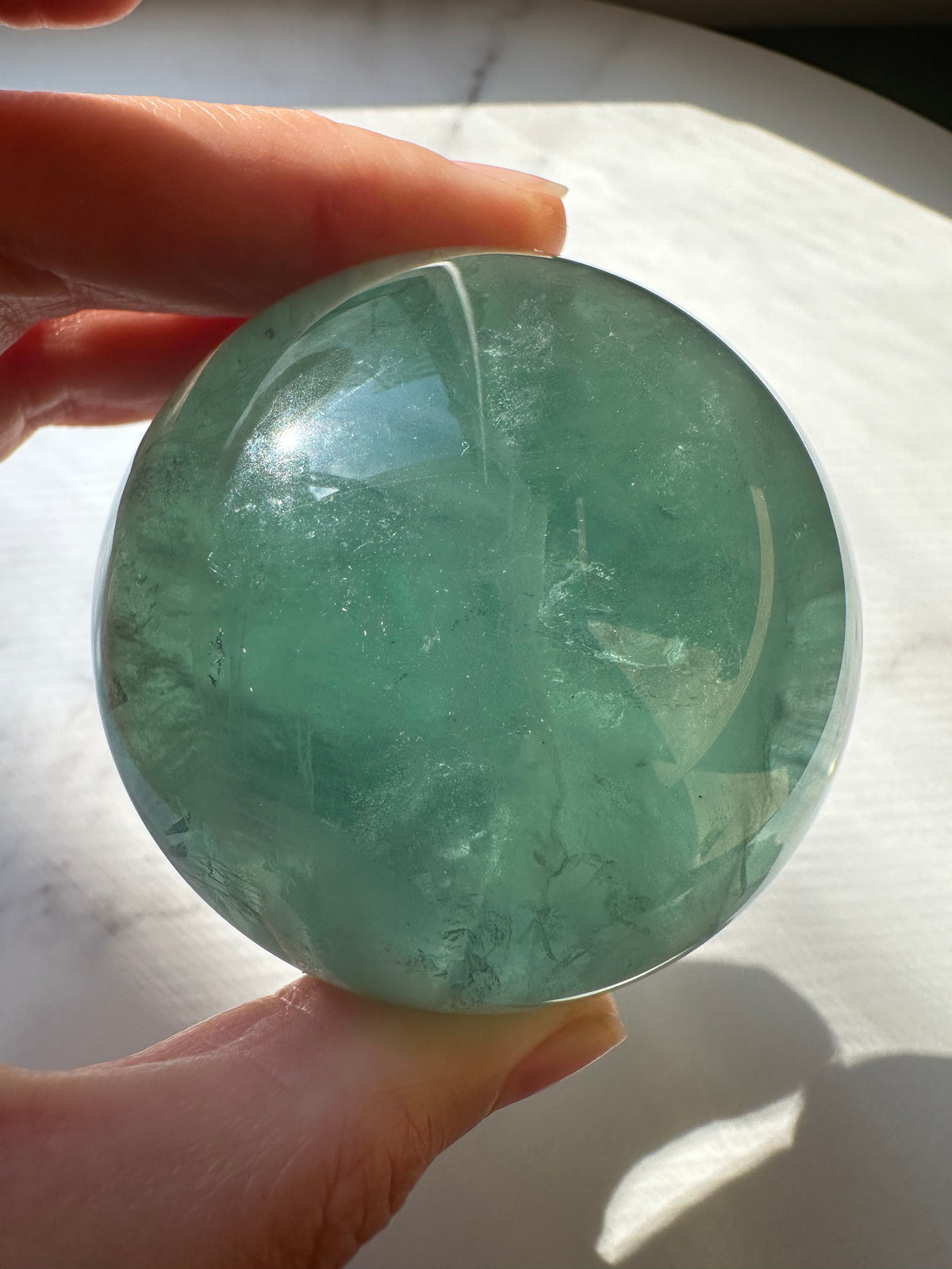 Natural Green Fluorite crystal sphere alternate product angle