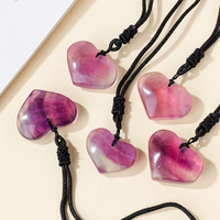 Rainbow Fluorite Heart Necklace | Natural 3cm Crystal Pendant