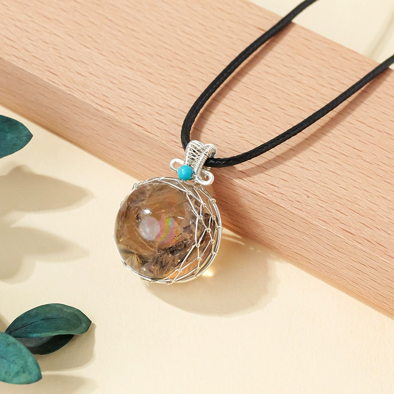 Rainbow Quartz Necklace | 2cm Amethyst or Smoky Quartz Pendant