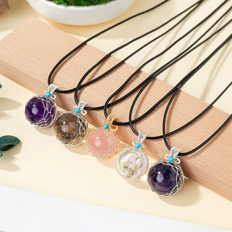 Rainbow Quartz Necklace | 2cm Amethyst or Smoky Quartz Pendant