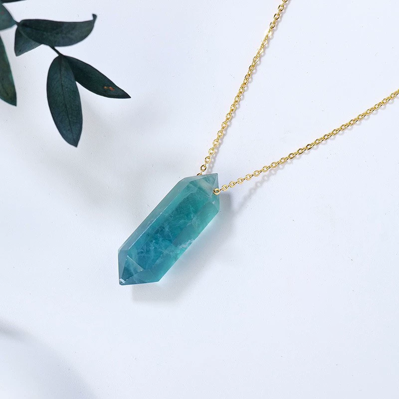 Natural crystal drop pendant necklace gift with gold-plated chain