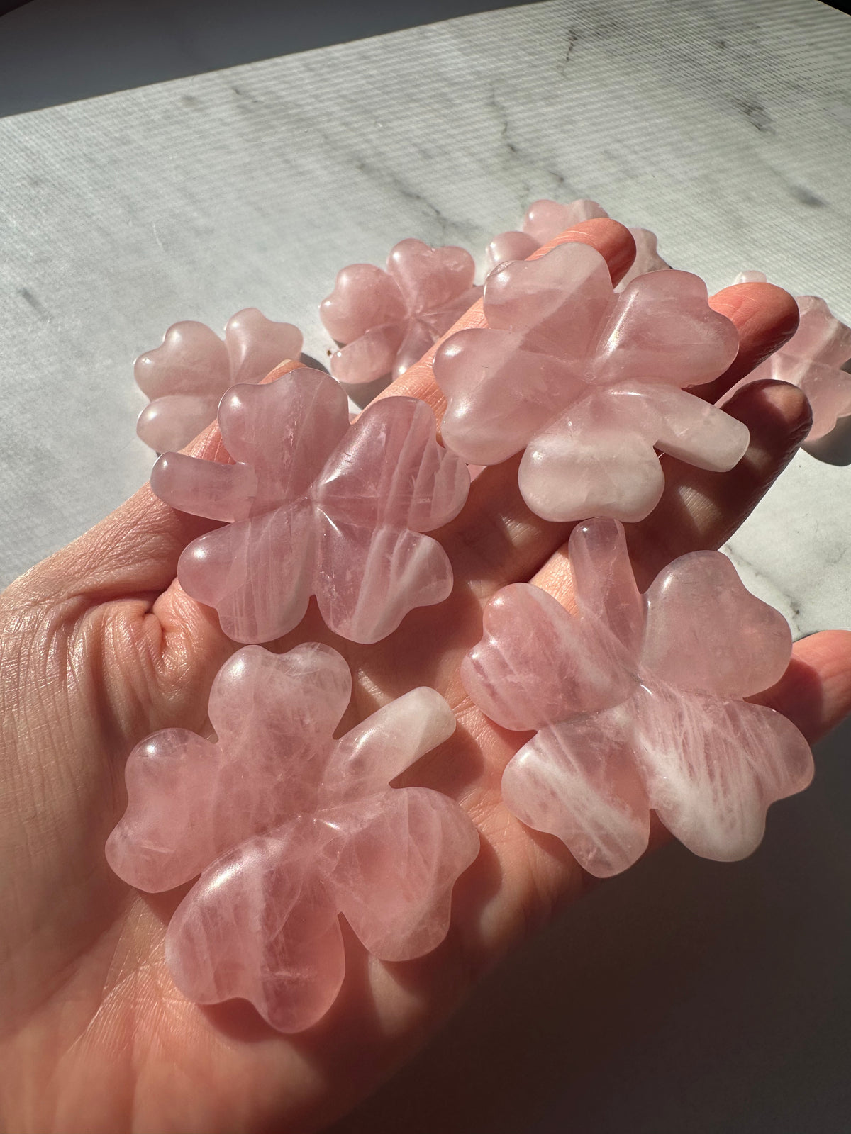 Crystal Four-Leaf Clover | Rose Quartz or Green Aventurine 4–5cm