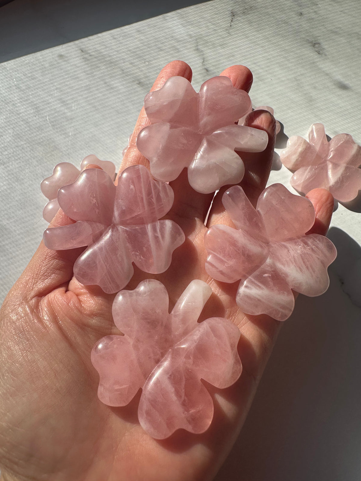 Crystal Four-Leaf Clover | Rose Quartz or Green Aventurine 4–5cm