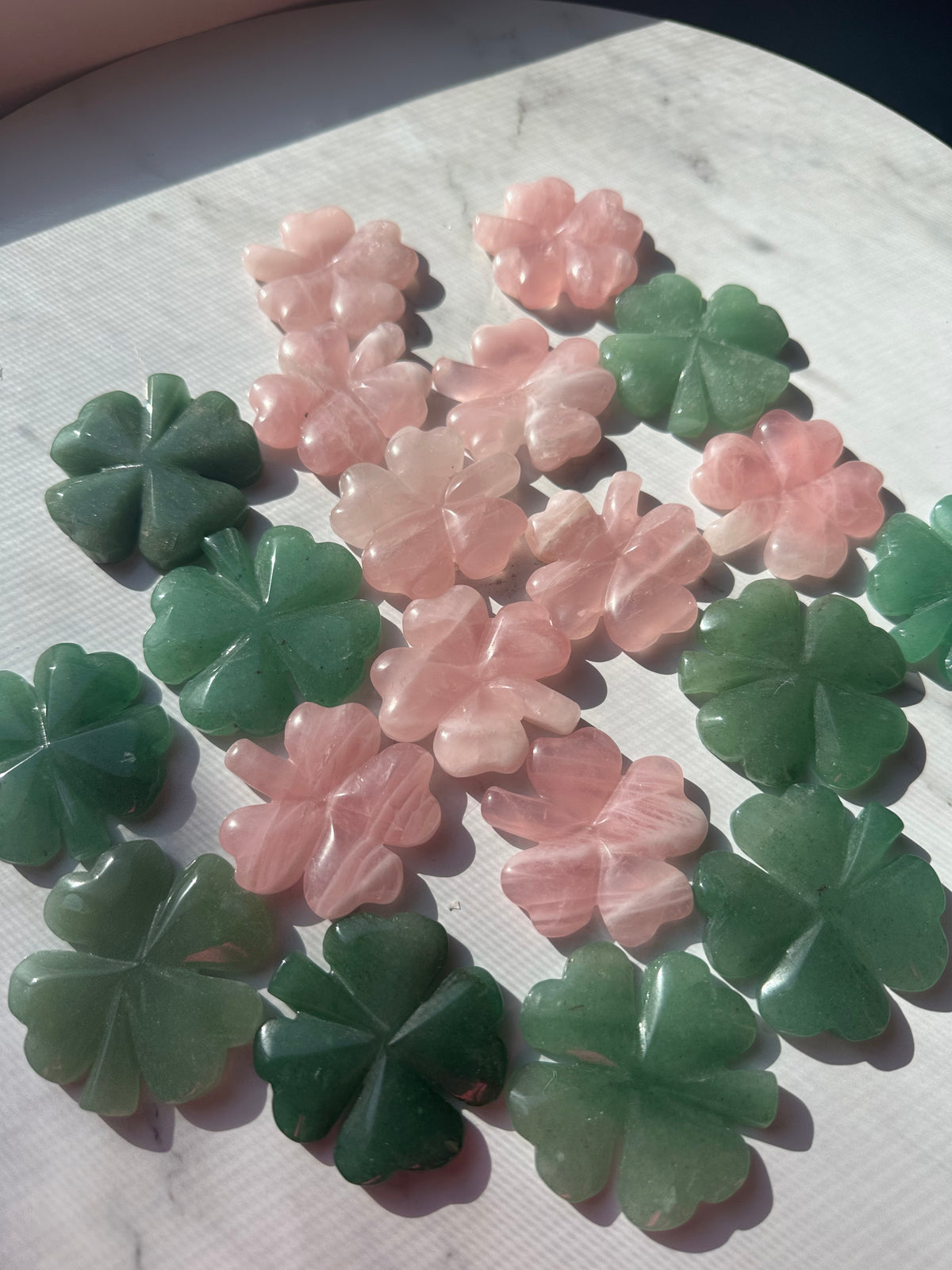 Crystal Four-Leaf Clover | Rose Quartz or Green Aventurine 4–5cm