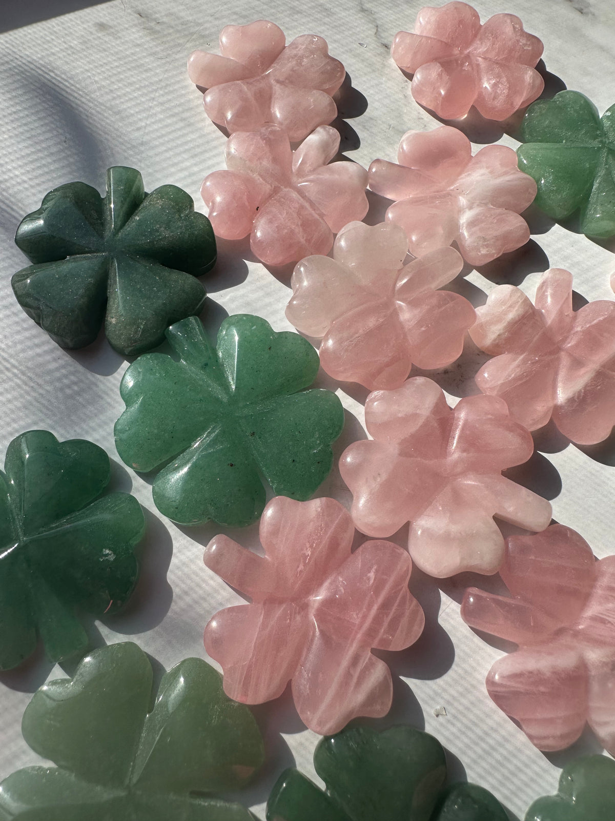 Crystal Four-Leaf Clover | Rose Quartz or Green Aventurine 4–5cm