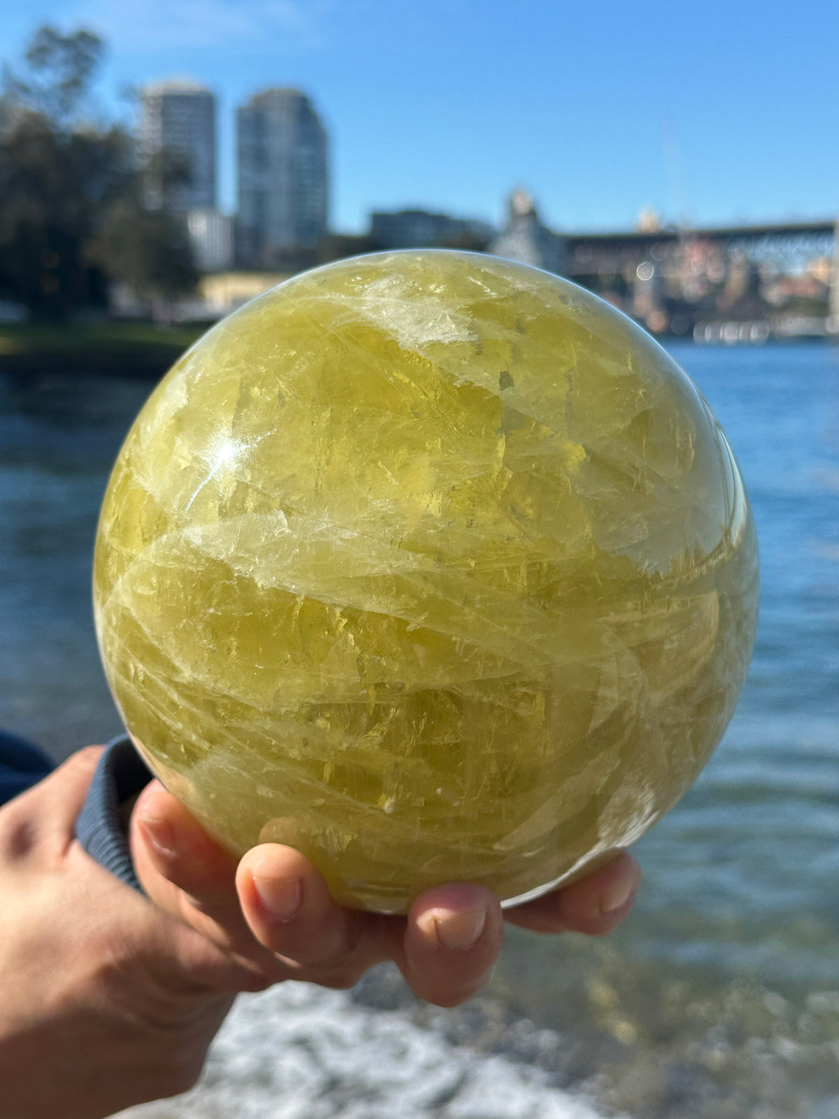 Citrine Sphere with Warm Golden Colour, Exact Piece – golden colour detail
