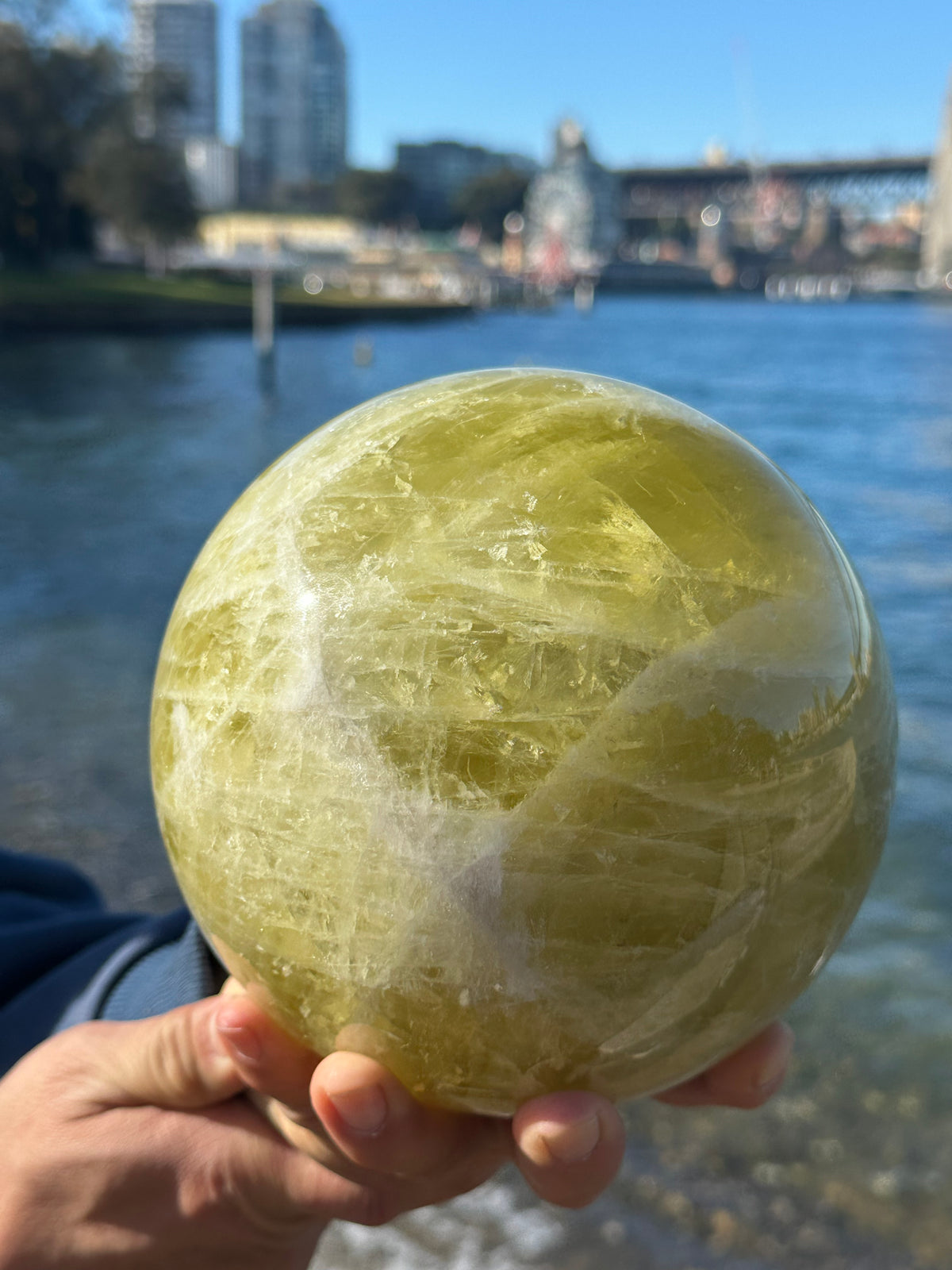 Citrine Sphere with Warm Golden Colour, Exact Piece – front view