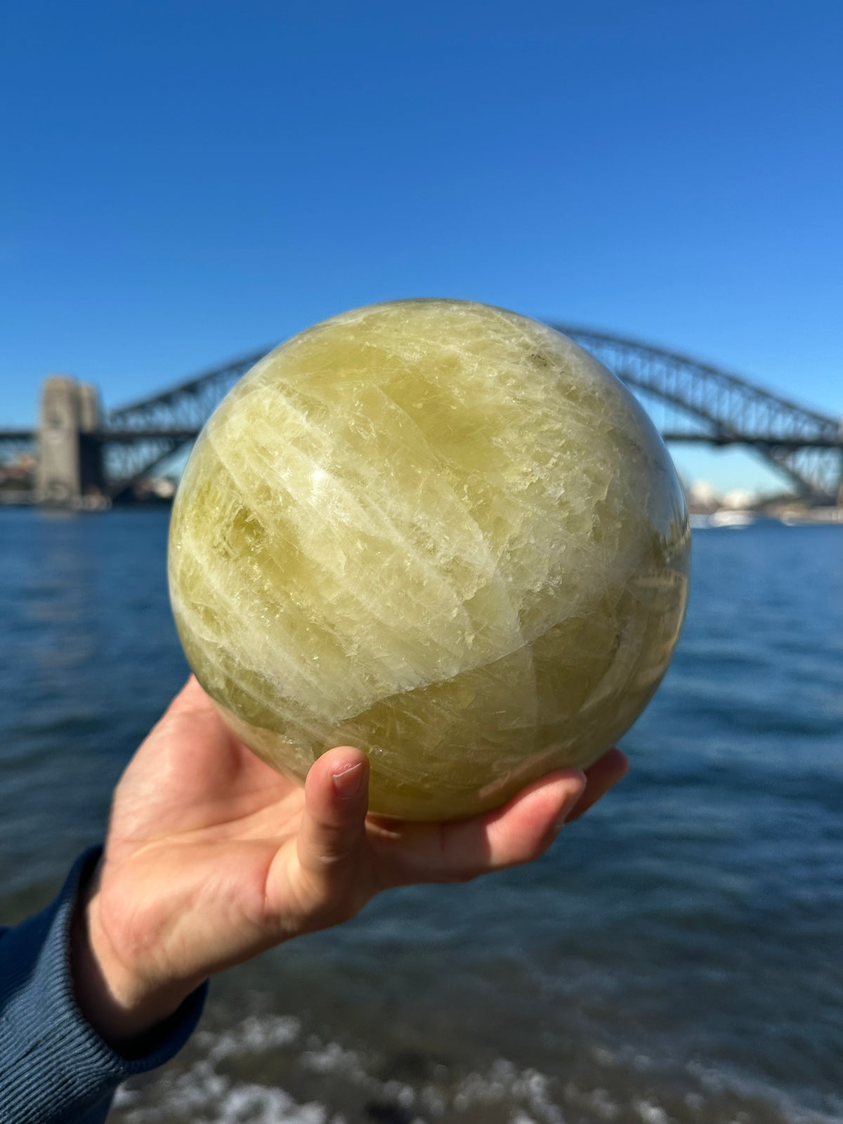 Citrine Sphere with Warm Golden Colour, Exact Piece – rainbow close-up