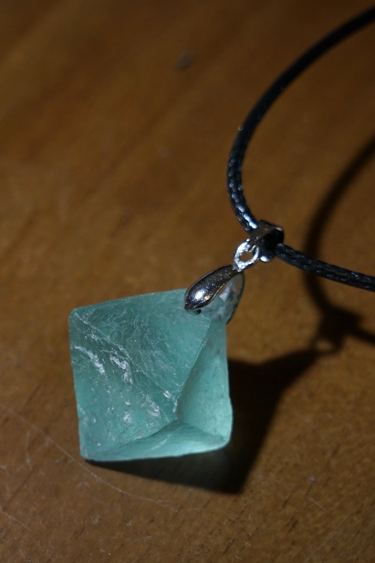 Green Fluorite Cube Necklace | Natural 2cm Pendant on Vegan Cord