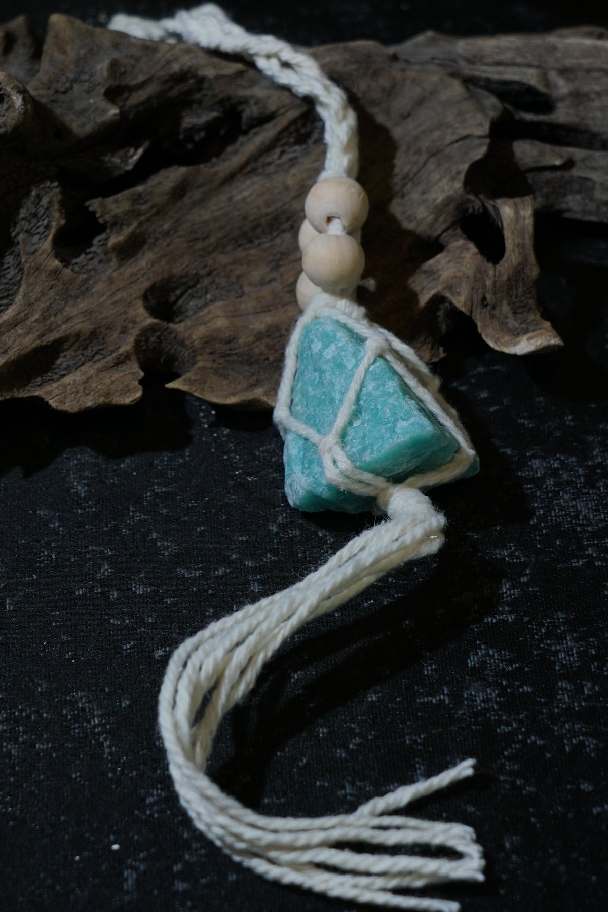 Raw Amazonite Hanging Decor | Natural Crystal Car & Home Ornament