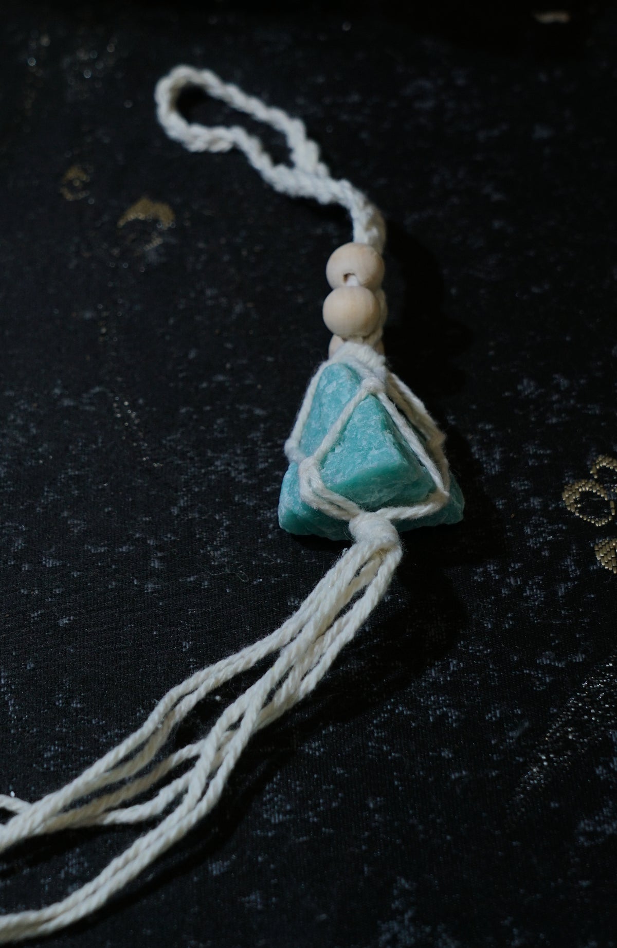 Raw Amazonite Hanging Decor | Natural Crystal Car & Home Ornament