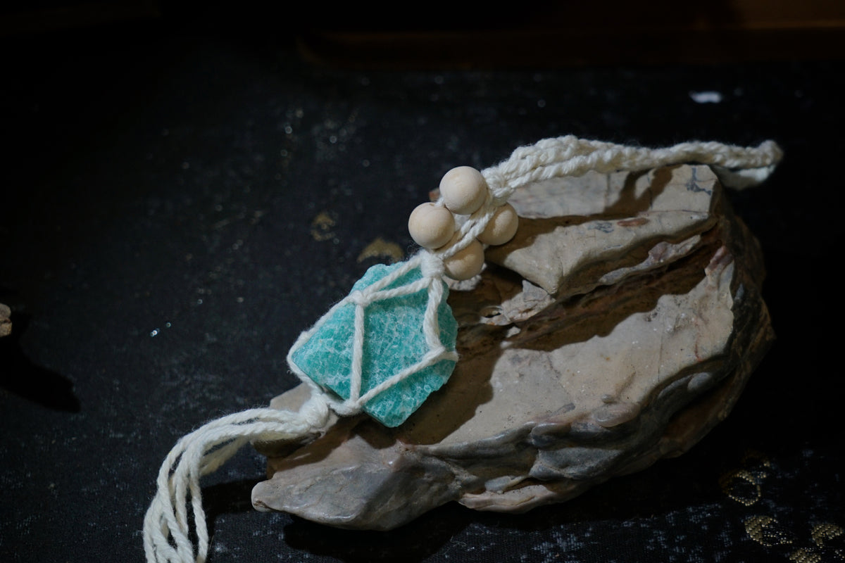 Raw Amazonite Hanging Decor | Natural Crystal Car & Home Ornament