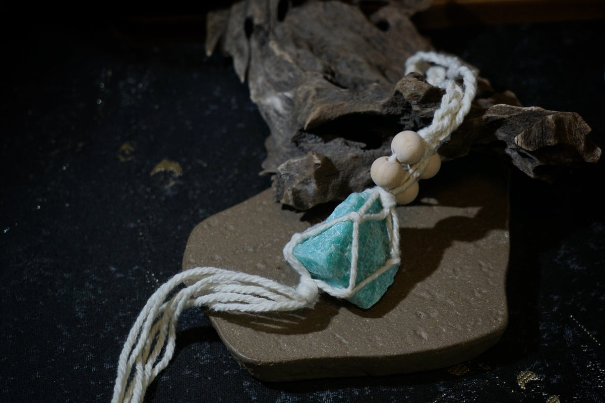 Raw Amazonite Hanging Decor | Natural Crystal Car & Home Ornament