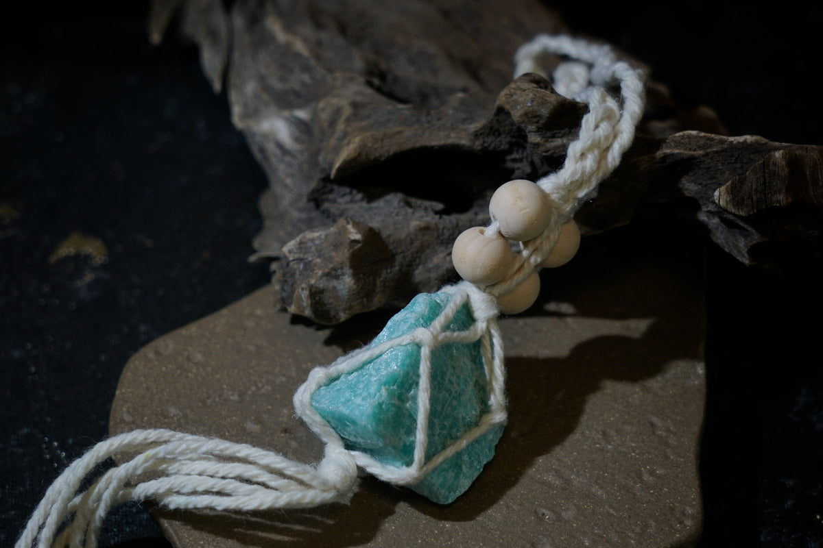 Raw Amazonite Hanging Decor | Natural Crystal Car & Home Ornament