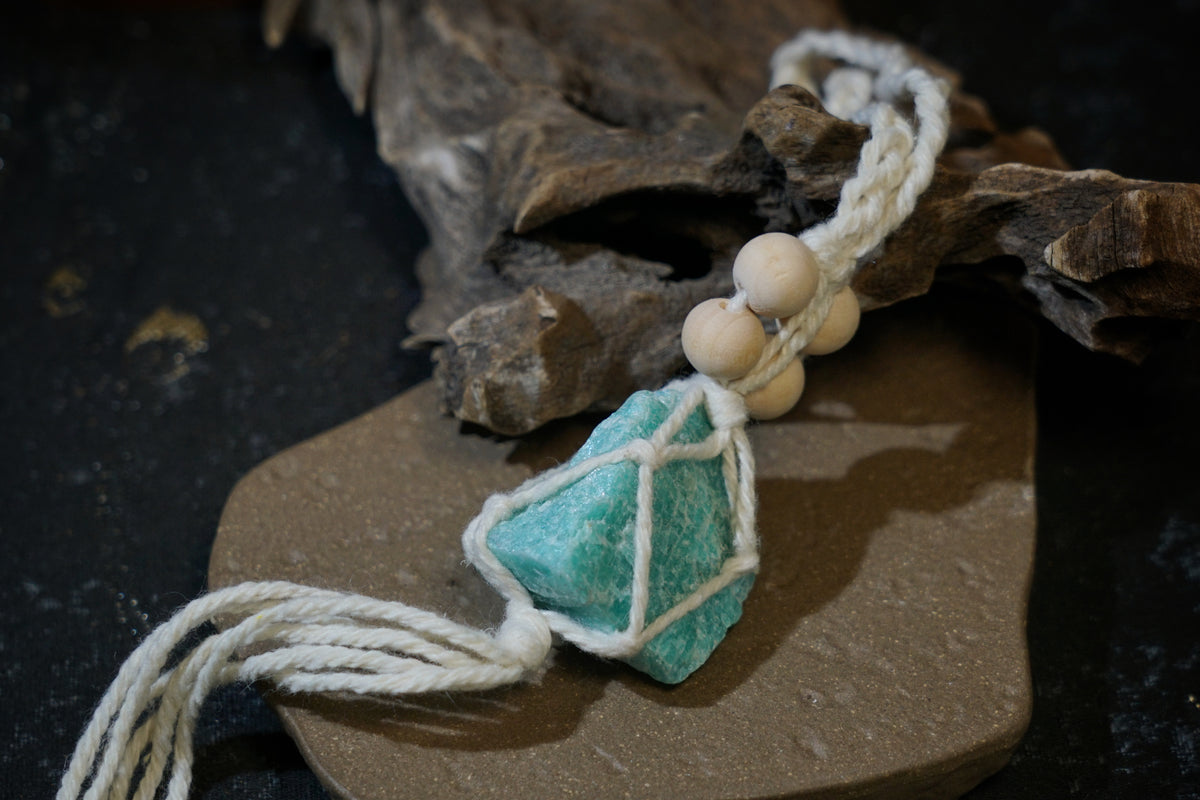 Raw Amazonite Hanging Decor | Natural Crystal Car & Home Ornament