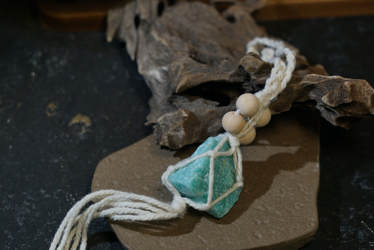 Raw Amazonite Hanging Decor | Natural Crystal Car & Home Ornament