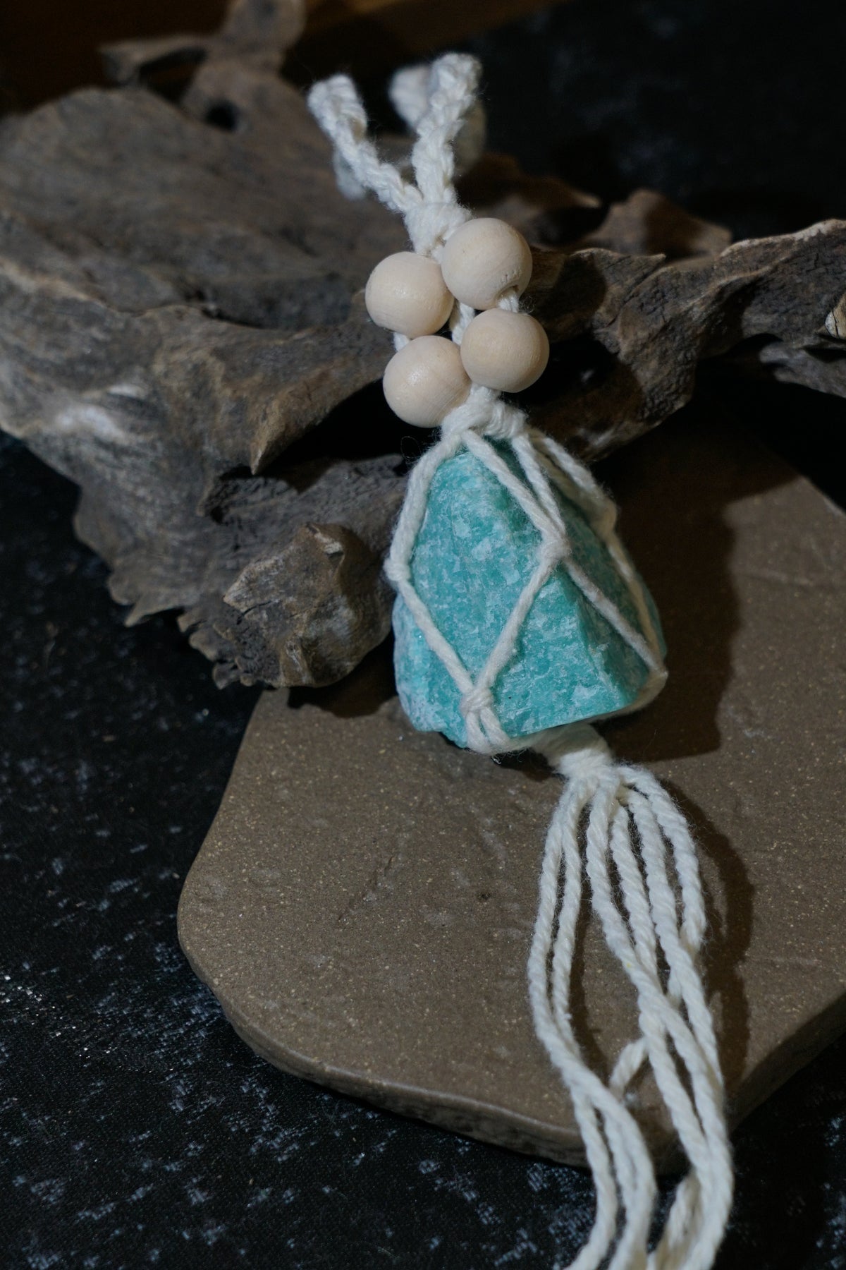 Raw Amazonite Hanging Decor | Natural Crystal Car & Home Ornament