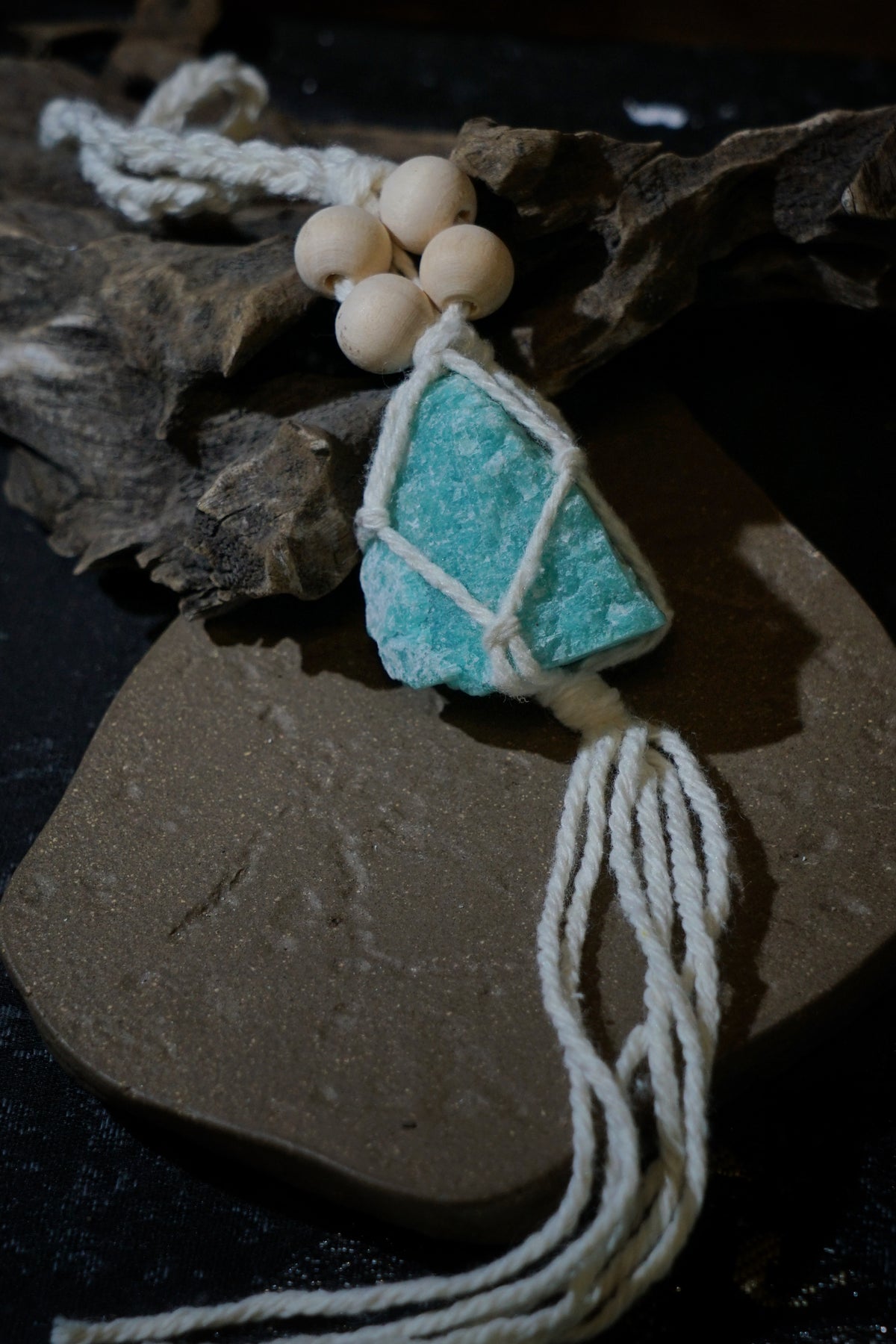Raw Amazonite Hanging Decor | Natural Crystal Car & Home Ornament