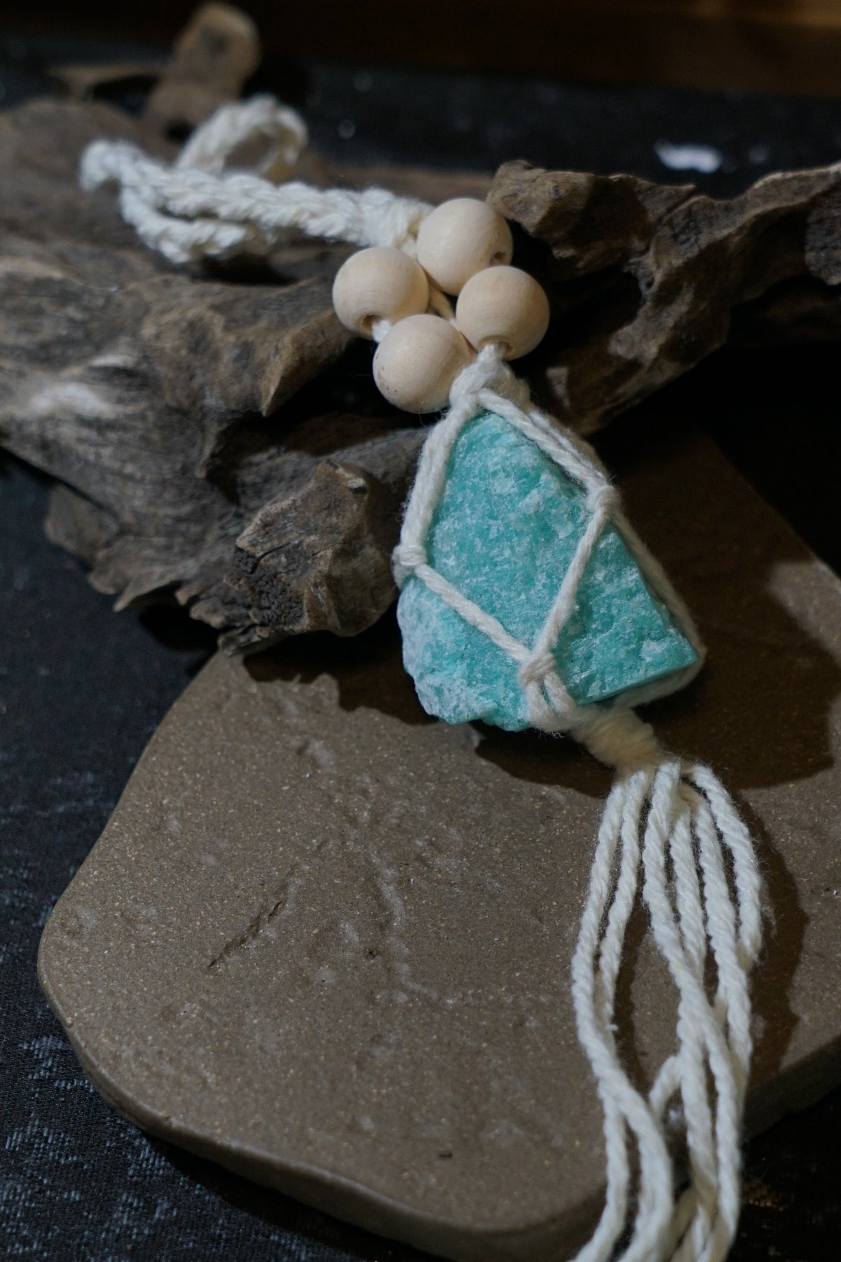 Raw Amazonite Hanging Decor | Natural Crystal Car & Home Ornament
