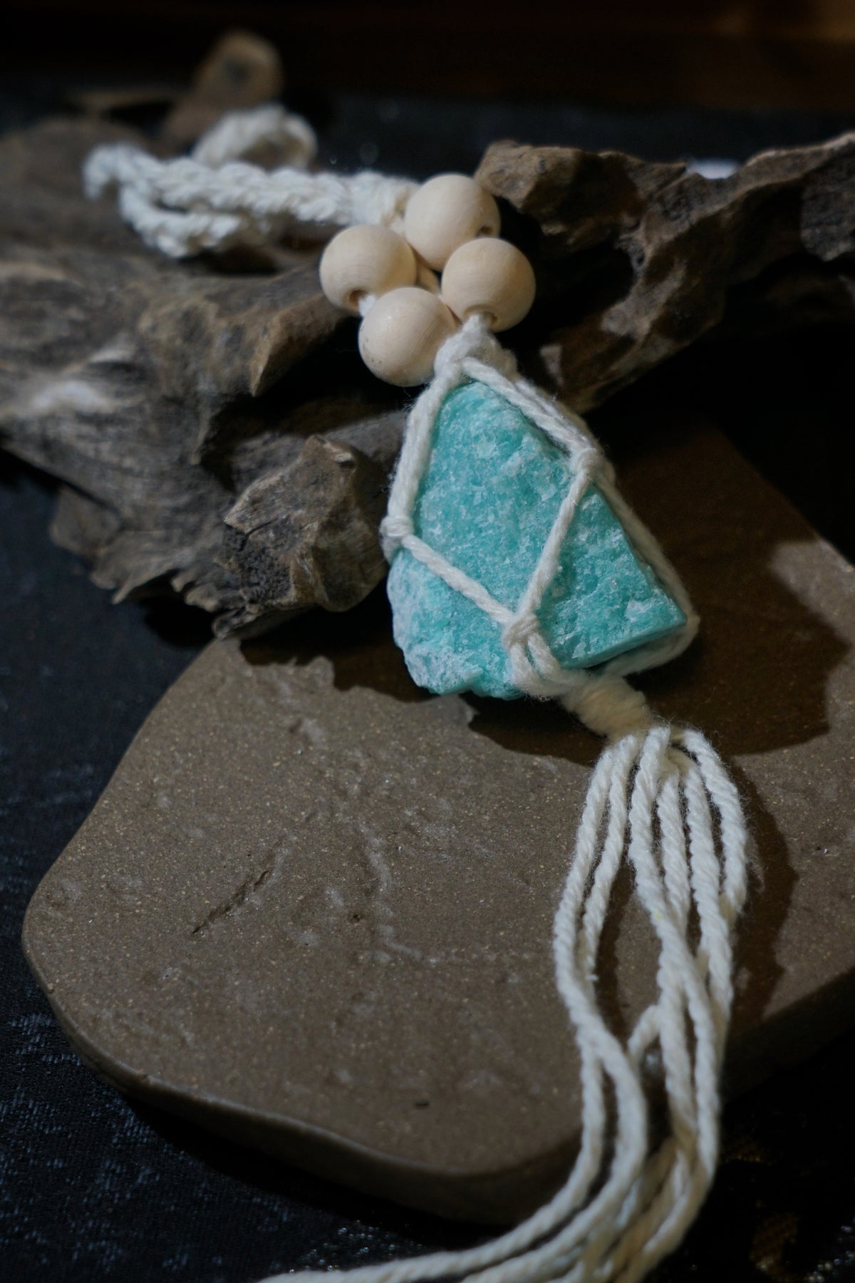 Raw Amazonite Hanging Decor | Natural Crystal Car & Home Ornament