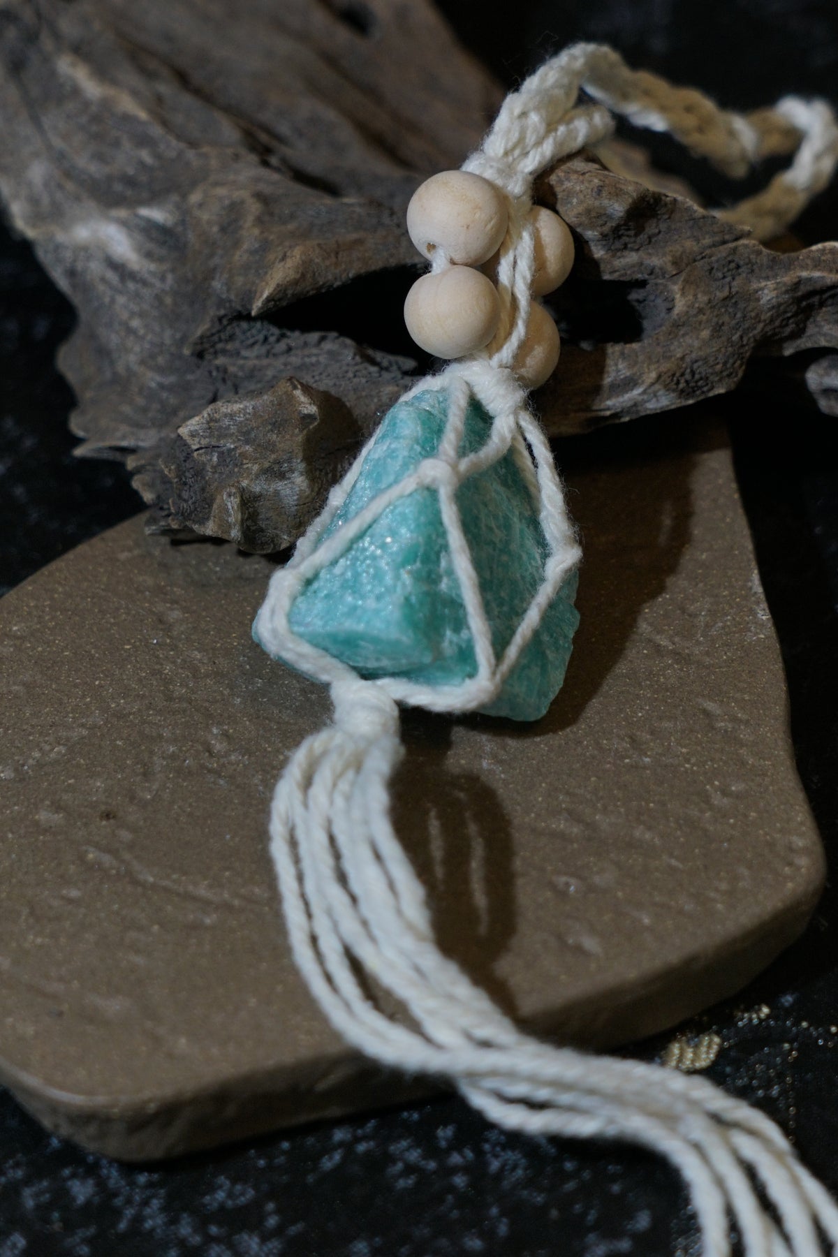 Raw Amazonite Hanging Decor | Natural Crystal Car & Home Ornament