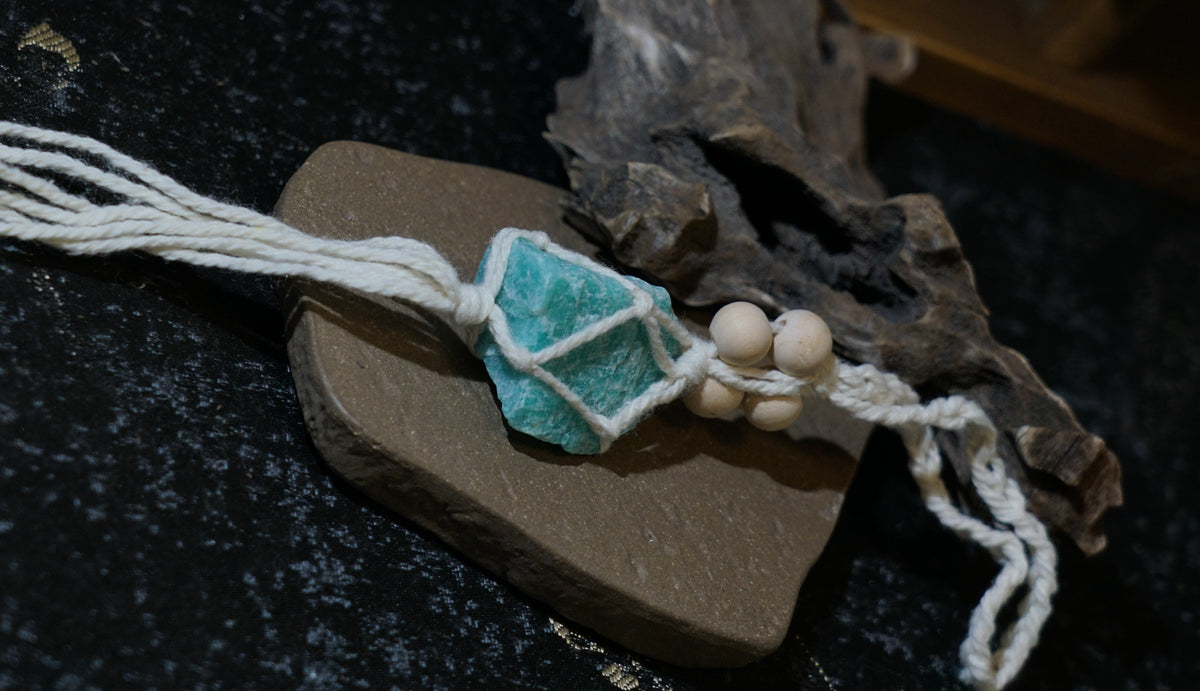 Raw Amazonite Hanging Decor | Natural Crystal Car & Home Ornament