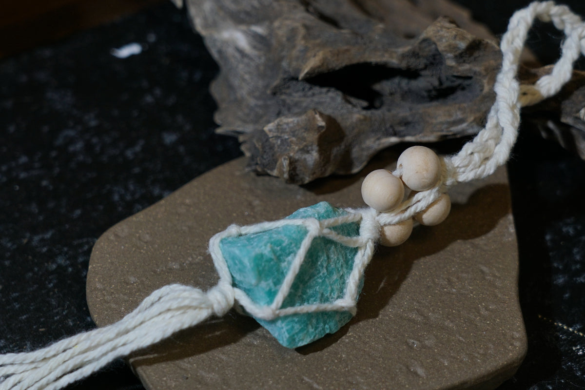Raw Amazonite Hanging Decor | Natural Crystal Car & Home Ornament