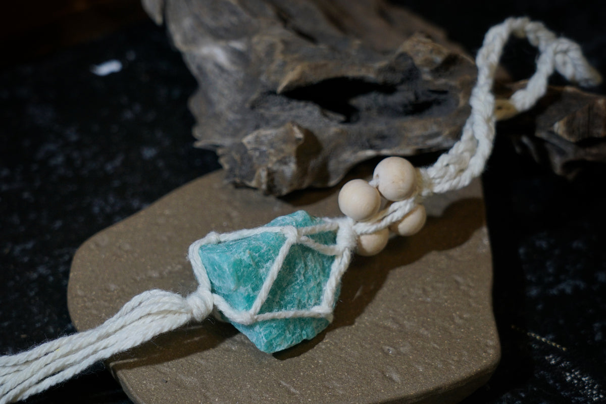 Raw Amazonite Hanging Decor | Natural Crystal Car & Home Ornament