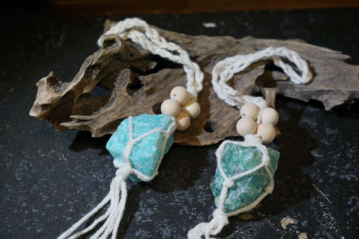 Raw Fluorite Hanging Decor | Natural Crystal Car & Home Ornament