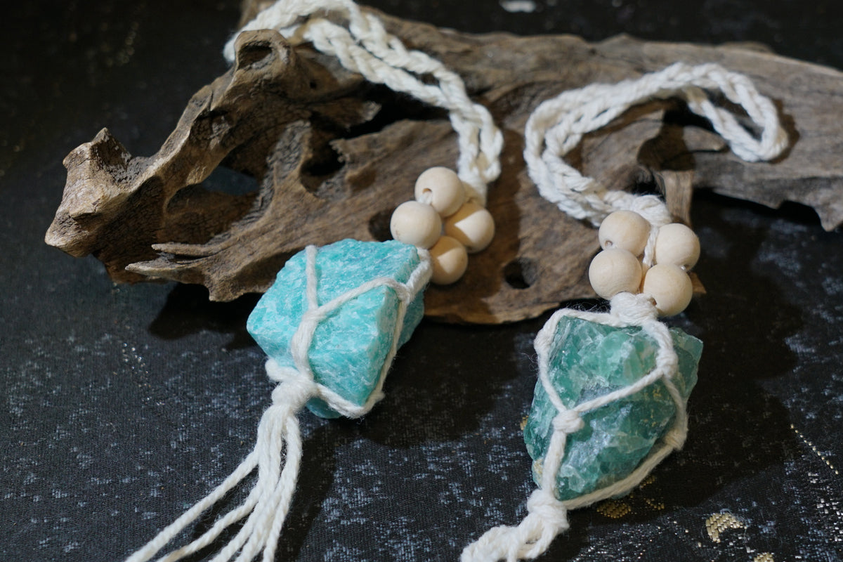 Raw Fluorite Hanging Decor | Natural Crystal Car & Home Ornament