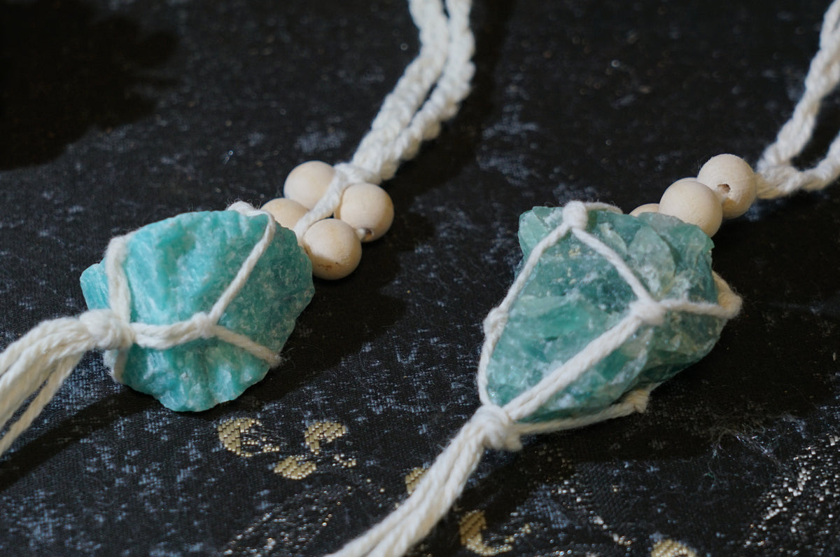 Raw Fluorite Hanging Decor | Natural Crystal Car & Home Ornament